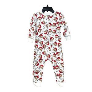 Sammy+Nat Kid's Kid’s Santa zippered Bodysuit Pajama, White/Red, 12M